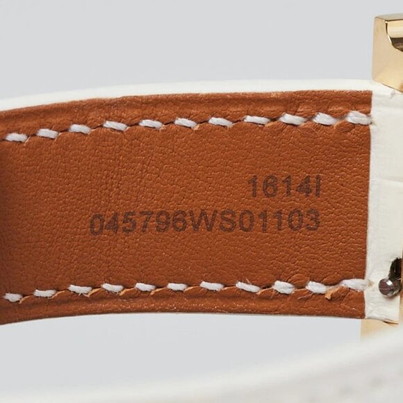 Hermes 21mm White Alligator Leather Gold Plated Heure H PM Quartz Watch HH1.200 - Picture 8 of 8